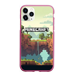 Чехол iPhone 11 Pro матовый Minecraft logo квадратный мир