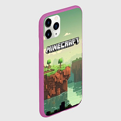 Чехол iPhone 11 Pro матовый Minecraft logo квадратный мир, цвет: 3D-фиолетовый — фото 2