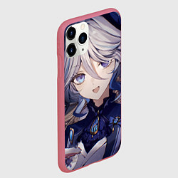 Чехол iPhone 11 Pro матовый Genshin Impact Furina улыбка чай, цвет: 3D-малиновый — фото 2