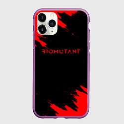 Чехол iPhone 11 Pro матовый Биомутант краски красные, цвет: 3D-фиолетовый