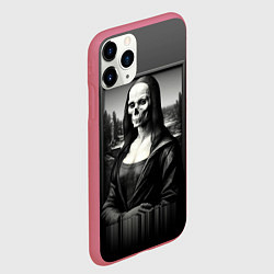 Чехол iPhone 11 Pro матовый Мона Лиза Black skull, цвет: 3D-малиновый — фото 2
