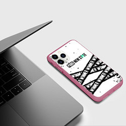 Чехол iPhone 11 Pro матовый Pubg текстура полосы, цвет: 3D-малиновый — фото 2