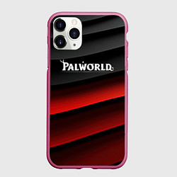 Чехол iPhone 11 Pro матовый Palworld logo black red abstract, цвет: 3D-малиновый