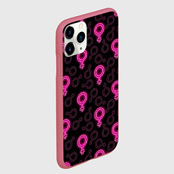 Чехол iPhone 11 Pro матовый Женский знак венеры, цвет: 3D-малиновый — фото 2