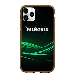 Чехол iPhone 11 Pro матовый Palworld логотип черный зеленый фон