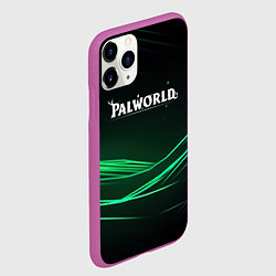 Чехол iPhone 11 Pro матовый Palworld логотип черный зеленый фон, цвет: 3D-фиолетовый — фото 2