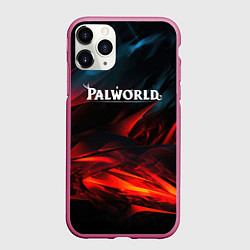 Чехол iPhone 11 Pro матовый Palworld логотип абстракт на темном фоне, цвет: 3D-малиновый