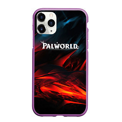 Чехол iPhone 11 Pro матовый Palworld логотип абстракт на темном фоне