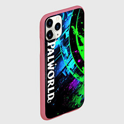 Чехол iPhone 11 Pro матовый Palworld логотип абстракт на темно-зеленом фоне, цвет: 3D-малиновый — фото 2