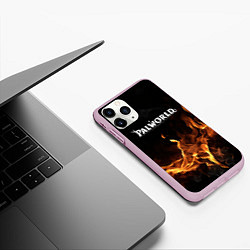 Чехол iPhone 11 Pro матовый Palworld логотип на черном фоне с огнем, цвет: 3D-розовый — фото 2