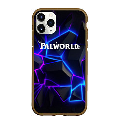 Чехол iPhone 11 Pro матовый Palworld логотип на ярких неоновых плитах