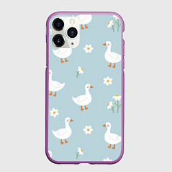 Чехол iPhone 11 Pro матовый Гусиный узор, цвет: 3D-фиолетовый