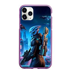 Чехол iPhone 11 Pro матовый Mass Effect - ai art, цвет: 3D-фиолетовый