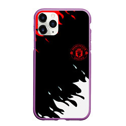 Чехол iPhone 11 Pro матовый Manchester United flame fc, цвет: 3D-фиолетовый