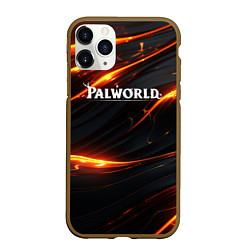 Чехол iPhone 11 Pro матовый Palworld логотип янтарные волны, цвет: 3D-коричневый