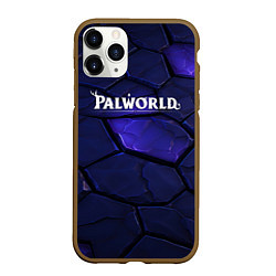 Чехол iPhone 11 Pro матовый Palworld логотип темные синие разломы плит