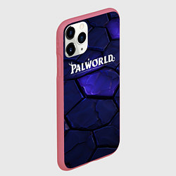 Чехол iPhone 11 Pro матовый Palworld логотип темные синие разломы плит, цвет: 3D-малиновый — фото 2