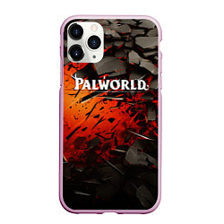 Чехол iPhone 11 Pro матовый Palworld логотип черные плиты в разломе