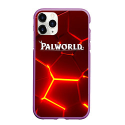 Чехол iPhone 11 Pro матовый Palworld логотип разлом красных плит, цвет: 3D-фиолетовый