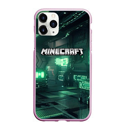 Чехол iPhone 11 Pro матовый Minecraft logo в стиле киберпанк, цвет: 3D-розовый
