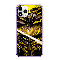 Чехол iPhone 11 Pro матовый Жёлтый камень на чёрном фоне, цвет: 3D-светло-сиреневый