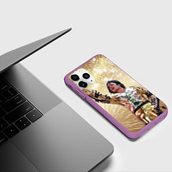 Чехол iPhone 11 Pro матовый Майкл Джексон с эффектом кисти, цвет: 3D-фиолетовый — фото 2
