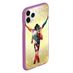 Чехол iPhone 11 Pro матовый Michael Jackson THIS IS IT - с салютами на золотом, цвет: 3D-фиолетовый — фото 2