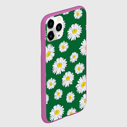 Чехол iPhone 11 Pro матовый Ромашки поле из цветов, цвет: 3D-фиолетовый — фото 2