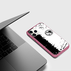 Чехол iPhone 11 Pro матовый The witcher краски текстура, цвет: 3D-малиновый — фото 2