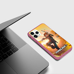 Чехол iPhone 11 Pro матовый Персонаж Minecraft ниндзя, цвет: 3D-малиновый — фото 2