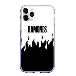 Чехол iPhone 11 Pro матовый Ramones fire black rock, цвет: 3D-светло-сиреневый