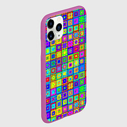 Чехол iPhone 11 Pro матовый Узор из разноцветных квадратов, цвет: 3D-фиолетовый — фото 2