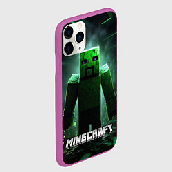 Чехол iPhone 11 Pro матовый Minecraft зеленый злой персонаж, цвет: 3D-фиолетовый — фото 2