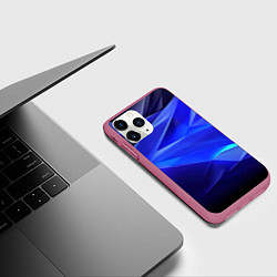 Чехол iPhone 11 Pro матовый Black and blue abstract background sport style, цвет: 3D-малиновый — фото 2