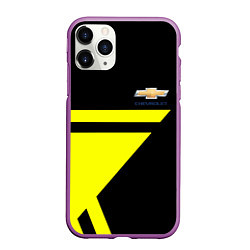 Чехол iPhone 11 Pro матовый Chevrolet yellow star, цвет: 3D-фиолетовый