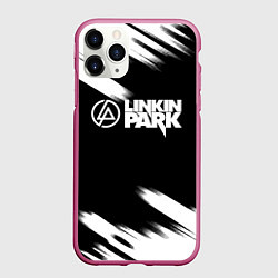Чехол iPhone 11 Pro матовый Linkin park рок бенд краски, цвет: 3D-малиновый