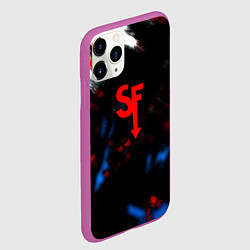 Чехол iPhone 11 Pro матовый Салли фейс текстура краски, цвет: 3D-фиолетовый — фото 2