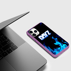 Чехол iPhone 11 Pro матовый Dayz синий огонь лого, цвет: 3D-фиолетовый — фото 2