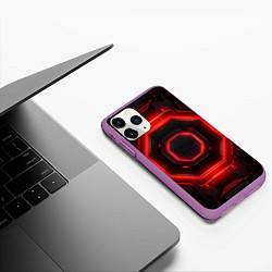 Чехол iPhone 11 Pro матовый Nvidia style black and red neon, цвет: 3D-фиолетовый — фото 2