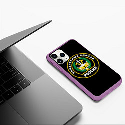 Чехол iPhone 11 Pro матовый Инженерные войска - Россия, цвет: 3D-фиолетовый — фото 2