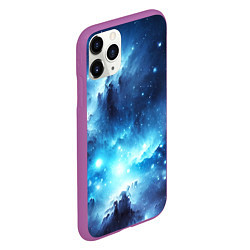 Чехол iPhone 11 Pro матовый Космический голубой пейзаж, цвет: 3D-фиолетовый — фото 2