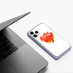 Чехол iPhone 11 Pro матовый Сердце в огне эмодзи, цвет: 3D-светло-сиреневый — фото 2