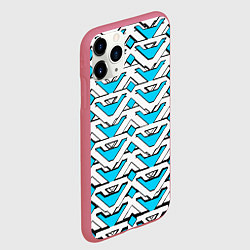 Чехол iPhone 11 Pro матовый Бело-синий узор, цвет: 3D-малиновый — фото 2