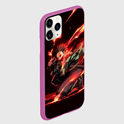 Чехол iPhone 11 Pro матовый Тандзиро пламя, цвет: 3D-фиолетовый — фото 2