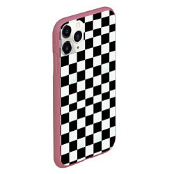 Чехол iPhone 11 Pro матовый Шахматный паттерн доска, цвет: 3D-малиновый — фото 2