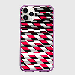 Чехол iPhone 11 Pro матовый Красные четырёхугольники на белом фоне, цвет: 3D-фиолетовый