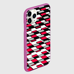 Чехол iPhone 11 Pro матовый Красные четырёхугольники на белом фоне, цвет: 3D-фиолетовый — фото 2