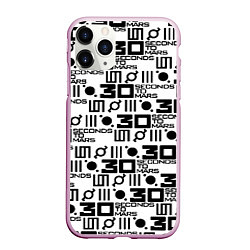 Чехол iPhone 11 Pro матовый Thirty Seconds to Mars pattern rock, цвет: 3D-розовый