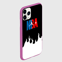 Чехол iPhone 11 Pro матовый Баскетбол нба огонь, цвет: 3D-фиолетовый — фото 2