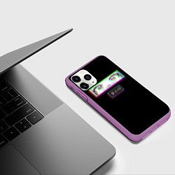 Чехол iPhone 11 Pro матовый Глаза сердечки - аниме, цвет: 3D-фиолетовый — фото 2